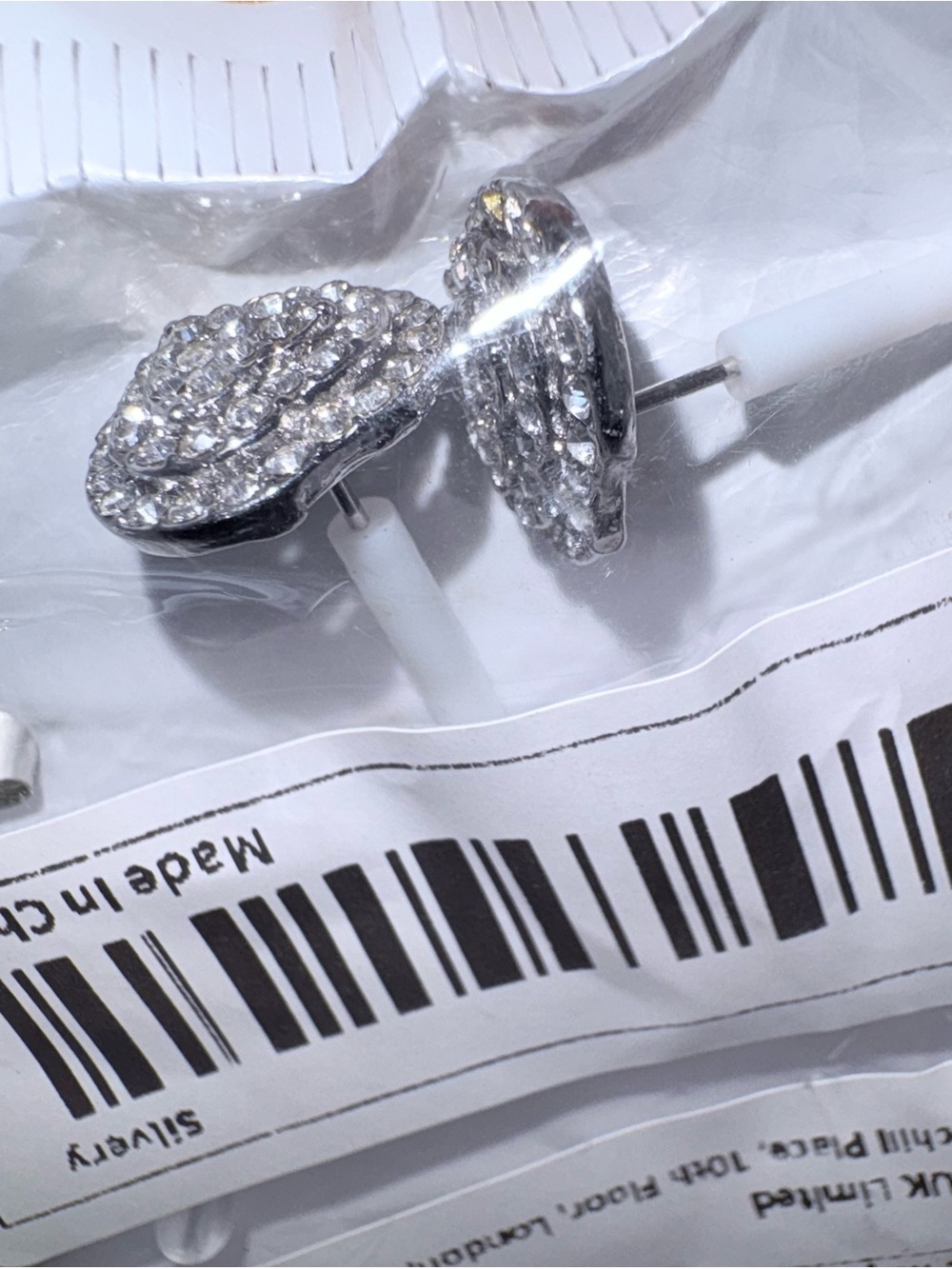 Sparkling Silver Crystal Stud Earrings - Silver